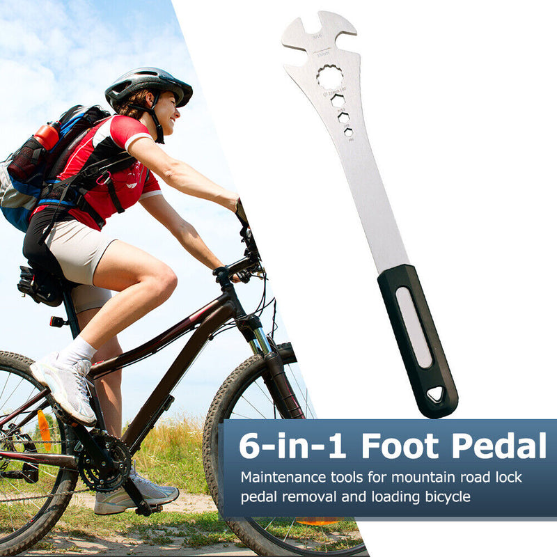 6 in 1 Wrench Multifunctional Bike Lock Foot Pedal Auxiliary Repair Cycling
