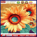 Frameless DIY Painting By Numbers Sunflower Hand Painted Canvas Wall Art Pi
