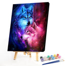DIY Paint By Number Kit Frameless Red Blue Wolf Handpainted Canvas Wall Decor