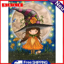 Bedroom Canvas Picture Mosaic Full Round Craft Little Witch Cat Diamond Painting
