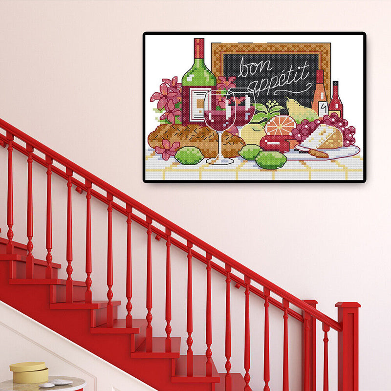 Partial Cross Stitch Handcraft 14CT Counted Wine Fruit Needlework Home Ornament