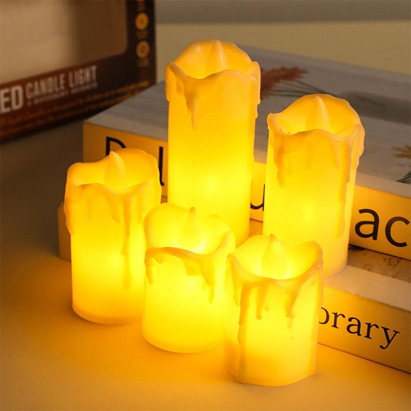 3 Pcs Battery Power LED Flameless Flickering Wax Candles | Pillar Home Decor_