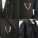 Hop Suit Accessory Minimalist Cross Pendant Big Pins Punk Brooches Long Chain