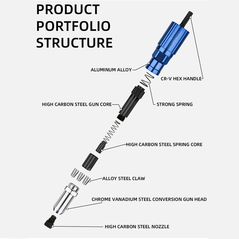 Electric Rivet Gun Adapter Blind Rivet Nut Drill Converter Insert Nut (C)