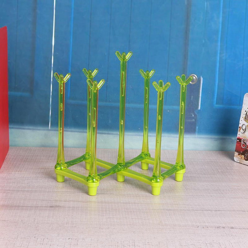 Glass Cup Bottle Drying Rack Drainer Shelf Holder Kitchen Organizer(Green) Newly