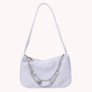 Fashion Women Pure Color Butterfly Chain Underarm Bag Hobos Handbag (White)