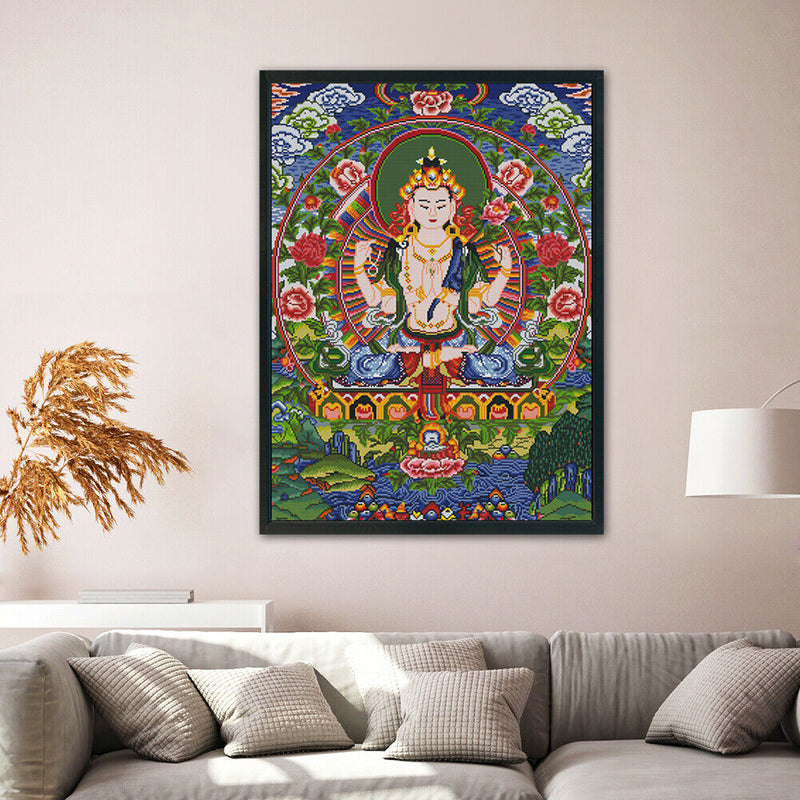 Cross Stitch Kit Buddha Portrait 3-Beach Cotton Thread 11CT DIY Embroidery Set