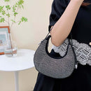 Fashion Diamond Rhinestones Handbag Women Portable Crescent Underarm Clutch Bag