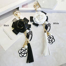 Leather Tassel Car Key Ring Camellia Bag Pendant Keychain For Women|Girls