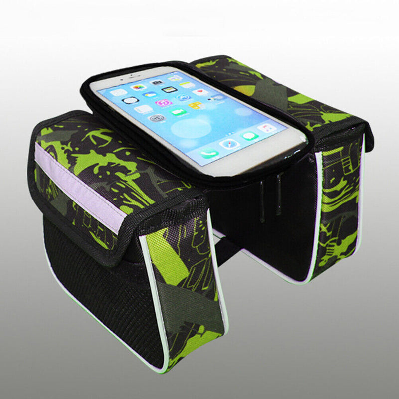 Bike Touch Screen Phone Bag Bicycle Top Tube Bag Riding Equipment (Green) Newly