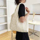 Fashion Bubble Flower Tote Bags Lady Pleated Cloud Shoulder Shopping Handbag