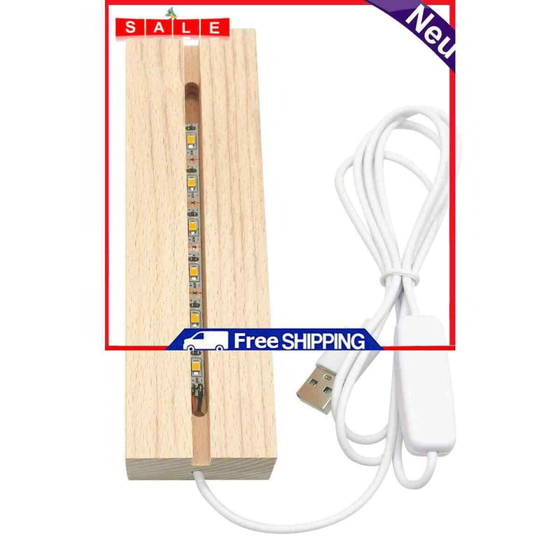 LED Wood Display Base-Rectangle Acrylic Light Plate Base for Acrylic Light Plate