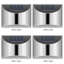 8pcs Warm White 4 LED Solar Lights Waterproof  Wall Stair Lamp for Security