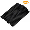 2XDrinking Straws Stripe Colourful Plastic Drinking Straws (100 Pack Black)