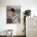 Frameless Oil Paint By Numbers DIY Girl Back Picture Craft Kit for Living Room
