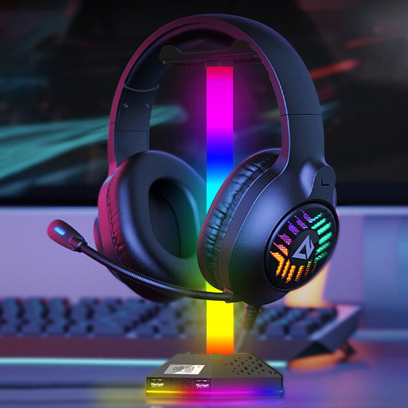 RGB Gaming Headphone Stand Headphones Hanger Dual USB2.0 Expansion Interface
