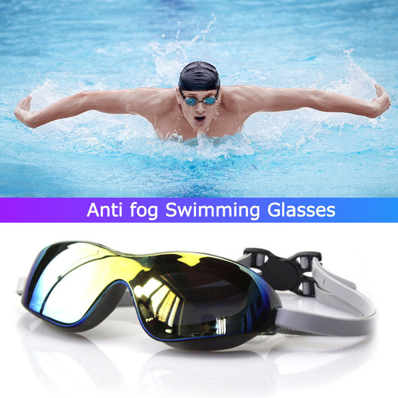 Adults Swimming Eyewear Outdoor Waterproof Anti-fog Diving Goggles (Grey)
