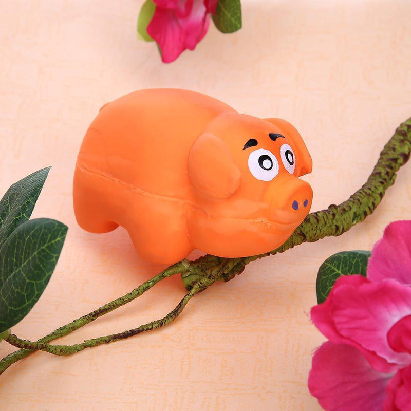 Sound Anti Squeeze Bite Resistant Latex Pig Shape Pet Dog Molars Toys(Oran