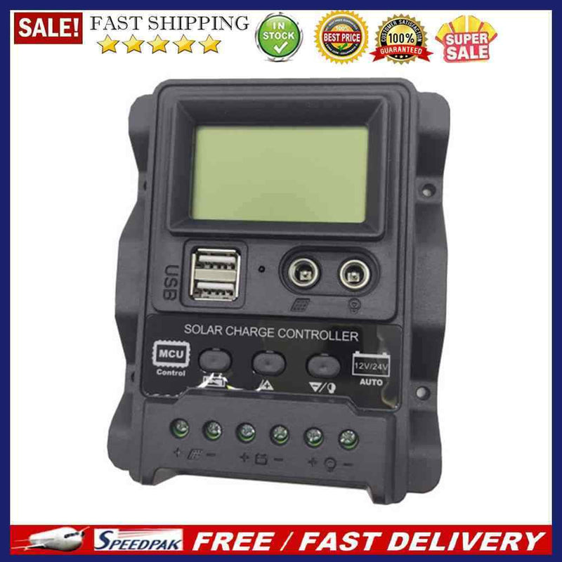 12V/24V Current Display Dual DC Solar Power Panel Charger Regulator Controller