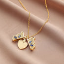 Women Girls Party Necklace Jewelry Fashion Heart Butterfly Diamond Photo Pend