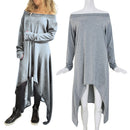 Skew Collar Cotton T-shirt Women Clothes Long Sleeve Irregular Fashion L