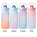 2000ml Water Bottle with Time Marker for Outdoor Sports Drink Cup (Blue)