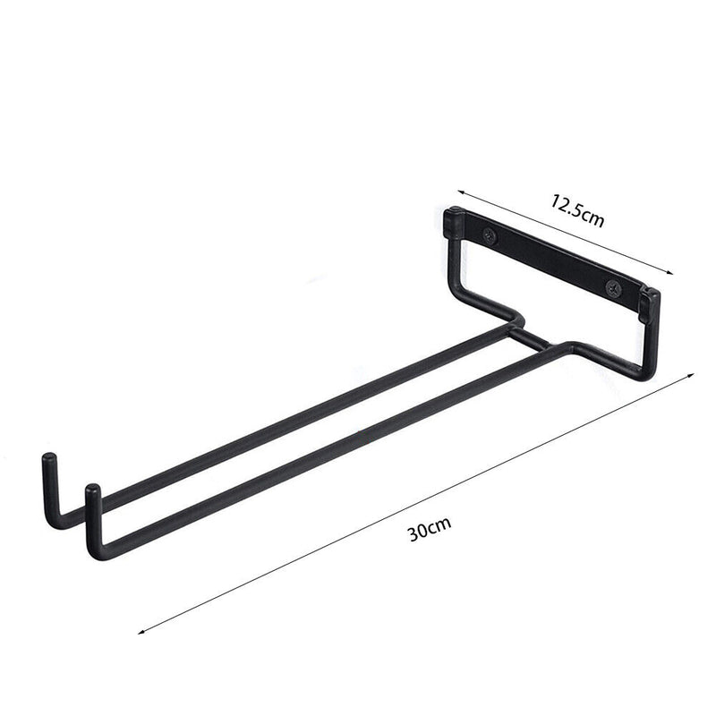 Iron Wine Rack Glass Holder Hanging Bar Shelf Organizer Home Bar Kitchen To