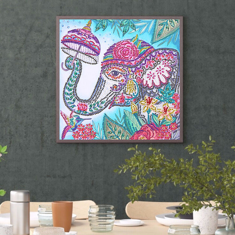 5D Part Drill Diamond Painting DIY Elephant Rhinestone Picture Decor Poster Kit