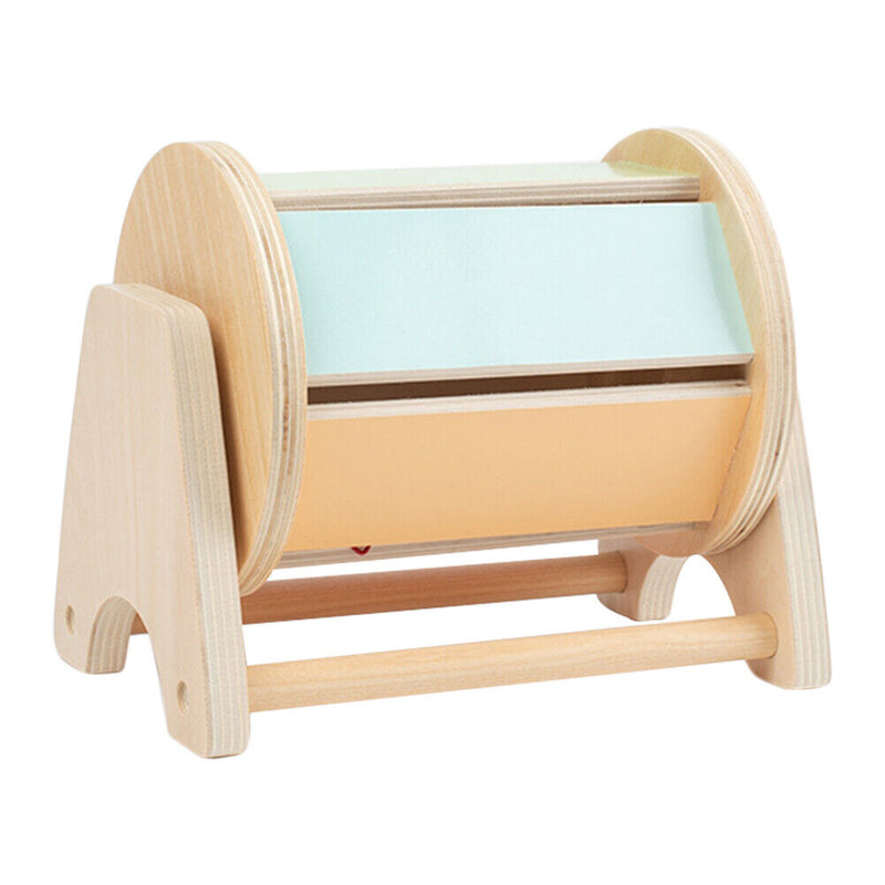Montessori Wooden Spinning Drum Sensory Educational Toys Rotating Gift for Baby