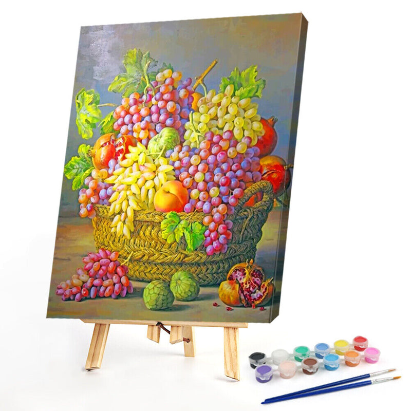 Hand Painted Oil Paint by Numbers DIY Fruit Grape Drawing Wall Decoration Gift