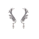 Dangle Elegant Drop Zircon Rhinestone Angel Wings Earrings Ear Clip Ear Stud
