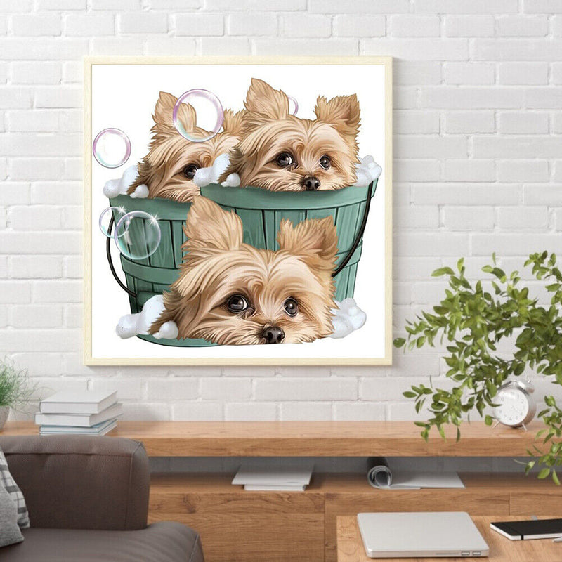 Diamond painting DIY round diamond three puppies B1673