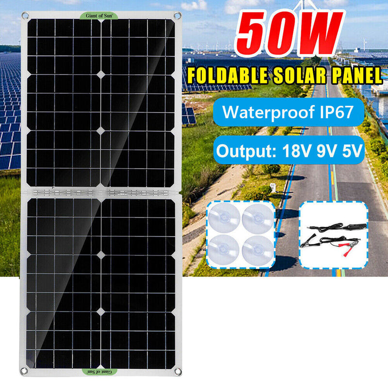 50W Foldable Dual USB Output Device Waterproof Battery Solar Panel (01)