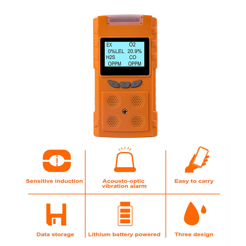 4"" 1 Multi Gas Oxygen Hydrogen Sulfide Carbon Monoxide Fuel Monitor