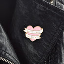 Bag Backpack Decor Enamel Pin Brooches Pink Heart Ribbon Denim Jackets Badge