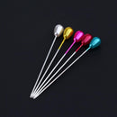 50pcs 5.5cm Colorful Round Straight Iron + Plastic Head Bead Needles S