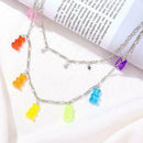 Creative Bungee Cool Girl Transparent Jelly Color 7 Necklace Bear Chain I0Q3