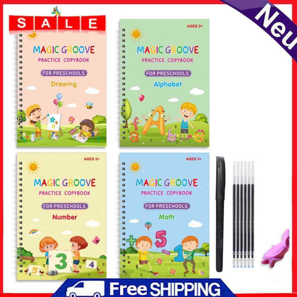 4 Books Calligraphy Handwriting Copybook Set Kids Writing English Lettering Toys