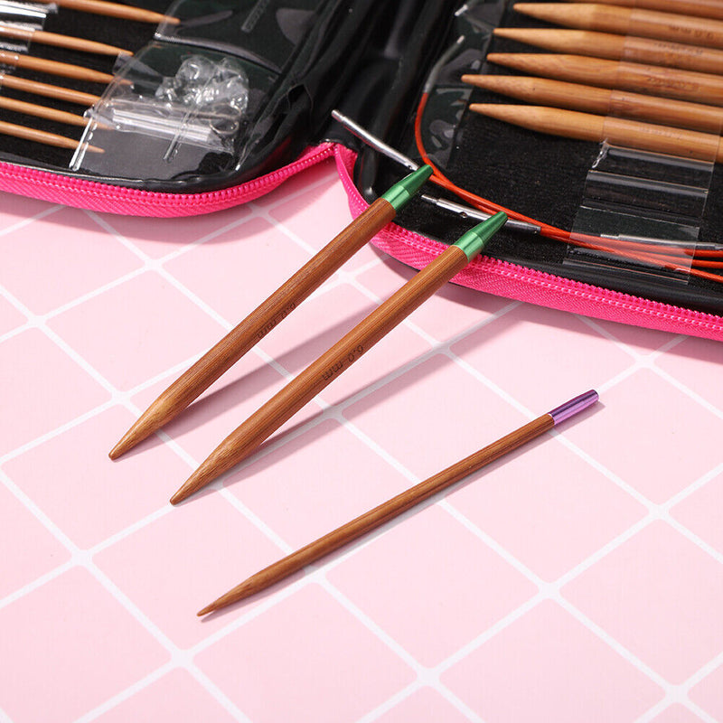 13pairs Knitting Knitting Colorful Carbonization Bamboo Crochet Hooks Clips Set