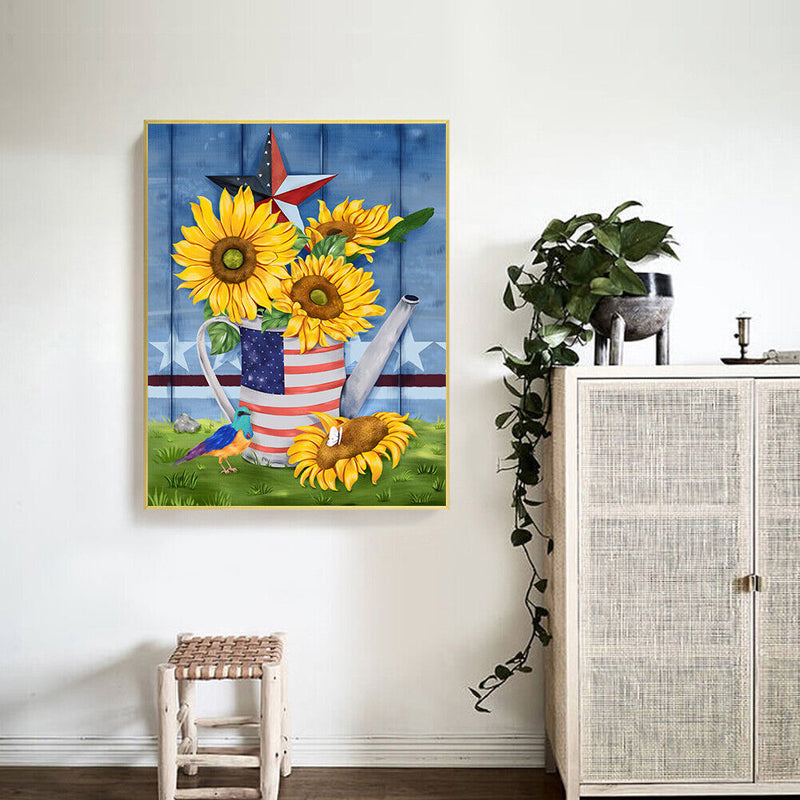 Sunflower Bird Oil Paint By Numbers Kits Canvas Picture DIY Home Decoration Gift