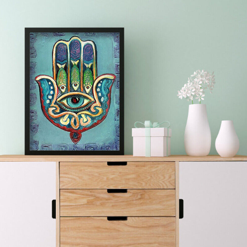 5D DIY Full Drill Round Shape Palm Eyes Rhinestone Diamond Drawing Decoration