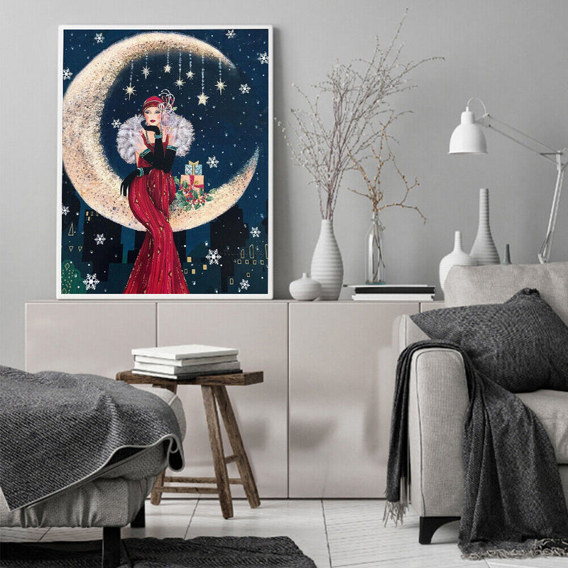 Acrylic Oil Painting By Numbers Moon Women Handmade Digital Picture Home Decor