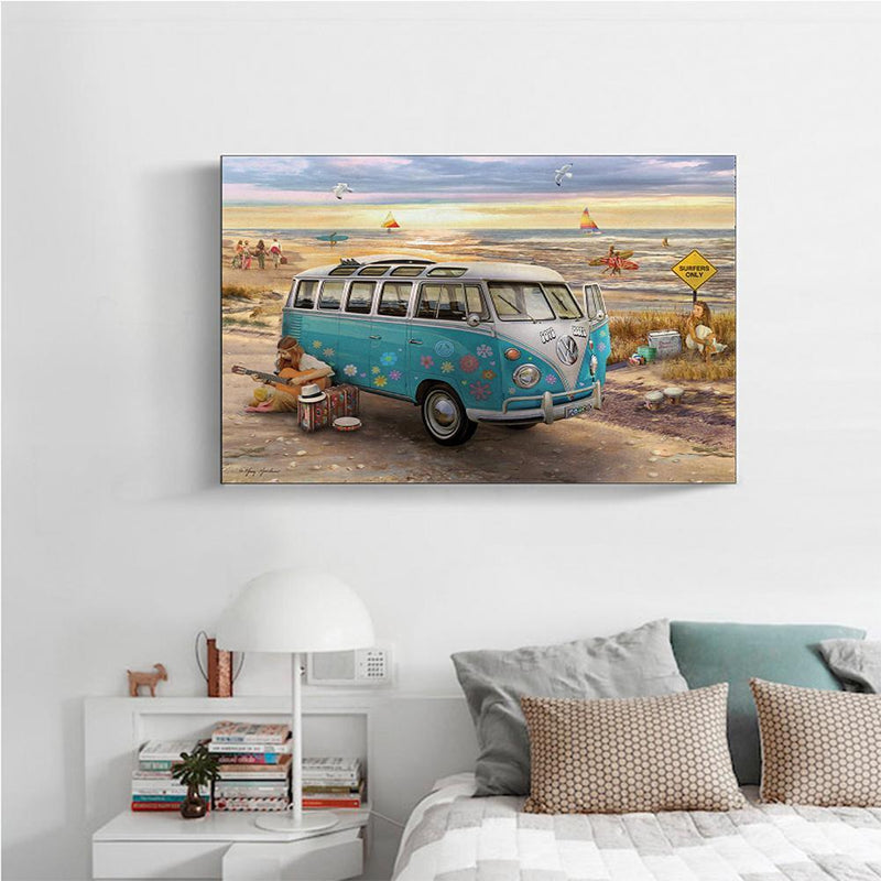 5D DIY Full Drill Diamond Painting Bus Cross Stitch Embroidery Mosaic Craft Set Wall