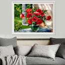 Red Floral Vase 5D Diamond DIY Painting Craft Kit Home Decor