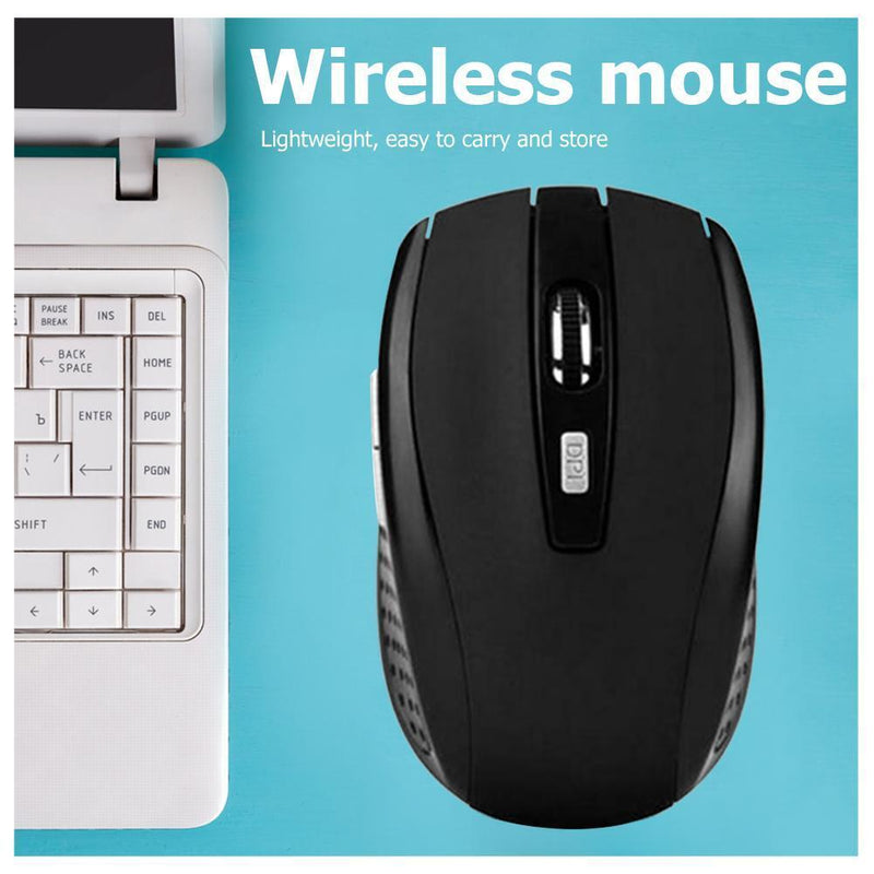2.4GHz Wireless Optical Mouse 6 Buttons USB Receiver 2000 DPI Mice (Black)
