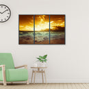 Canvas Paint By Numbers Seaside Sunset 3 Panel Oil Hand Painted Home Drawing Kit