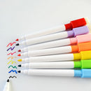 8 Colors Dry Erase White Board Marker Pen Fine Point Built-in Pen Eraser U5Z4