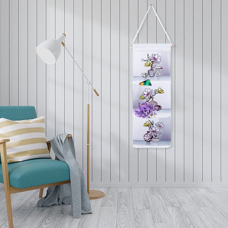 Wall Hanging Storage Bag DIY Flower Diamond Painting Organizer (AA1022) Newly