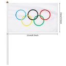 Color Polyester Fabric Held Flags Hand Flag Olympics Style Five Ring Pattern