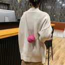 Casual Spherical Shoulder Top-handle Bag Female PU Plush Messenger Chain Clutch